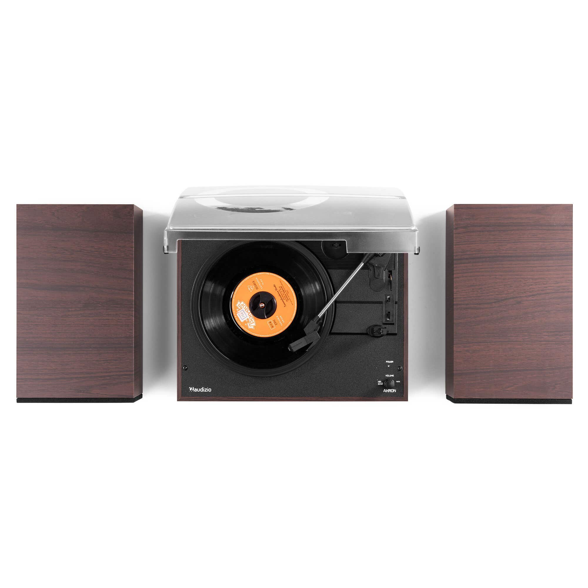 Tocadiscos  - Akron AUDIZIO, 1 x Mini-Jack, 1 x  Mini-jack, 1 x RCA, 33⅓ RPM, Brown
