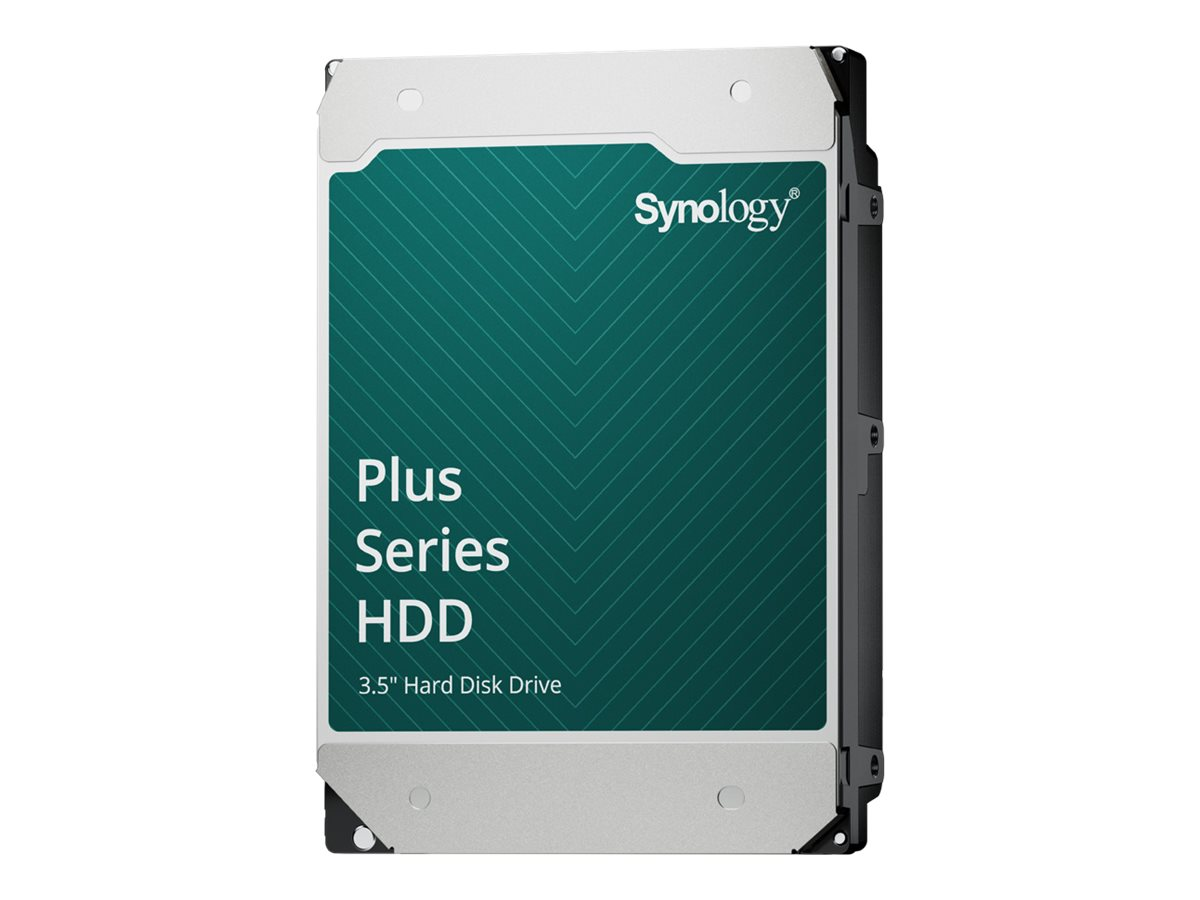 Synology Plus Series 3.5" hard disk drive with a green label and silver frame.