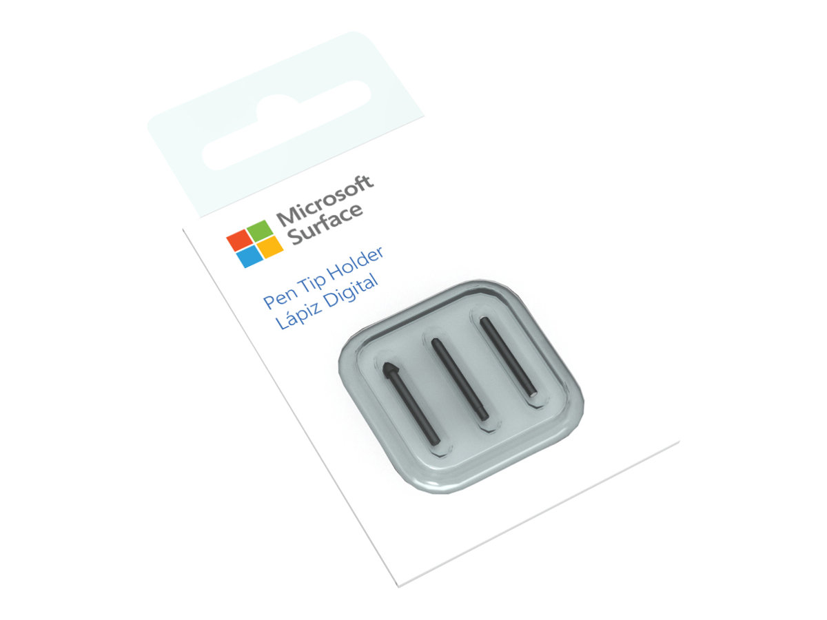 Microsoft Surface Pen Tip Holder in weißer Verpackung mit drei Stiftspitzen.