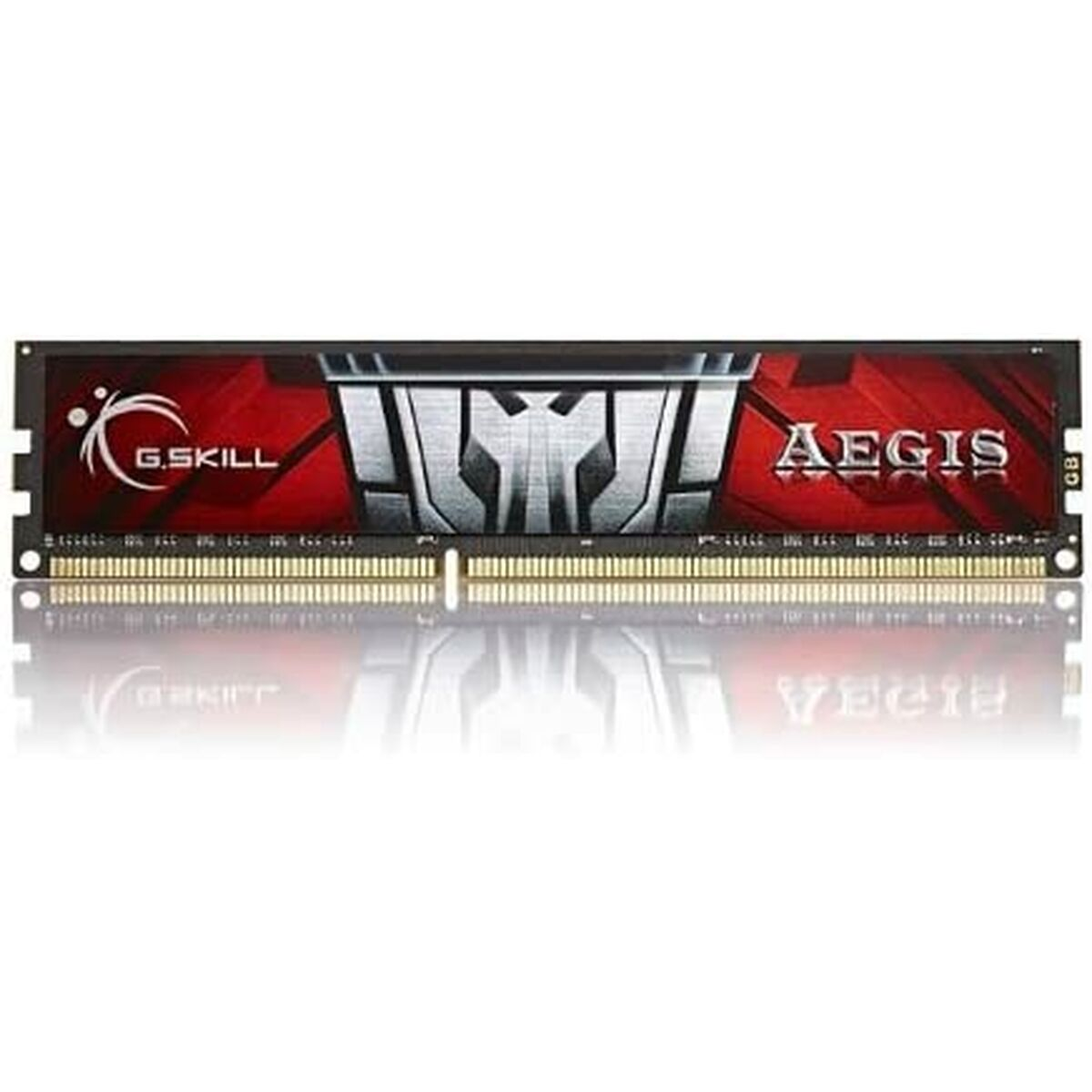 Ein G.SKILL Aegis RAM-Riegel mit schwarz-rotem Design vor weißem Hintergrund.