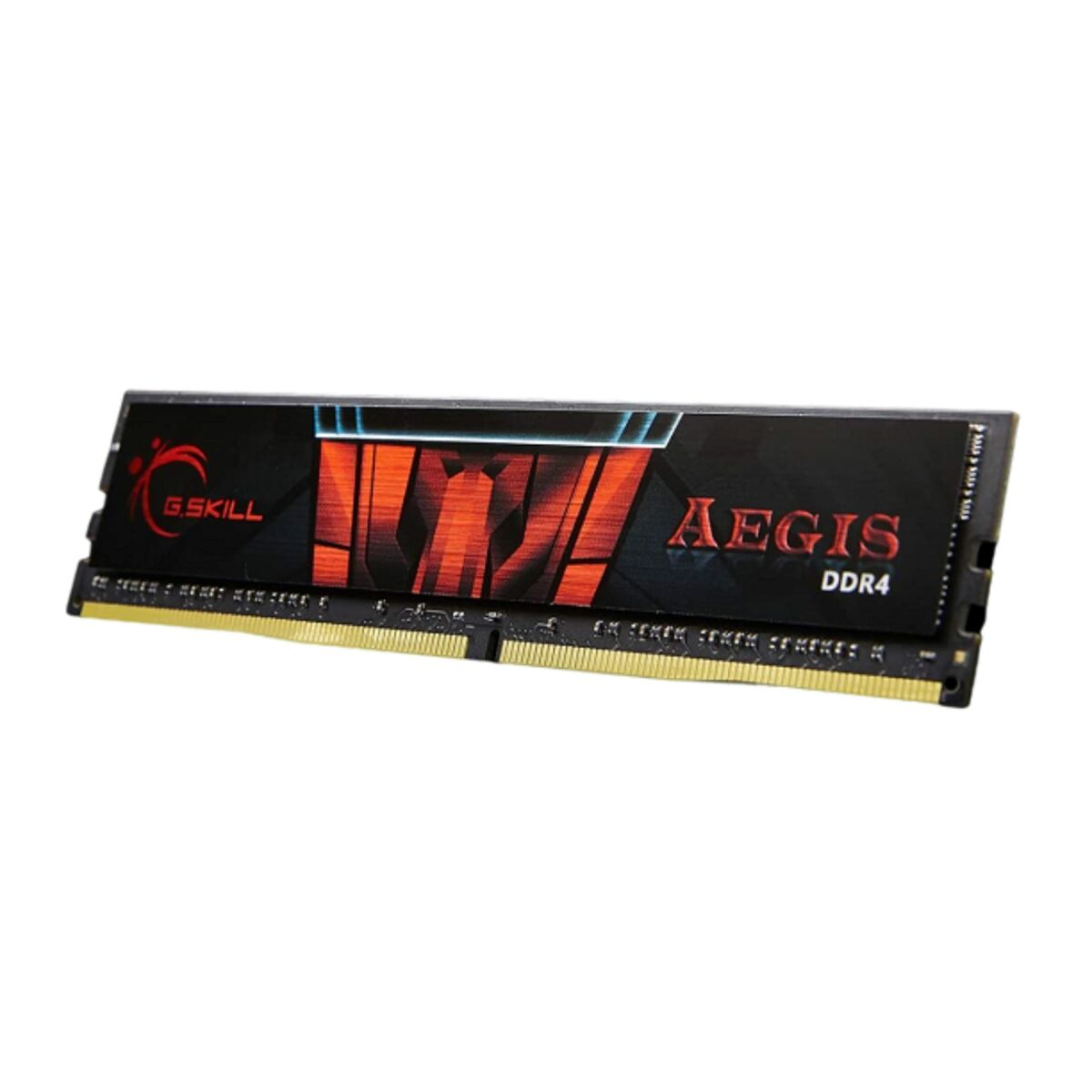Czarny moduł RAM G.SKILL Aegis DDR4 z czerwonym wzorem na białym tle.