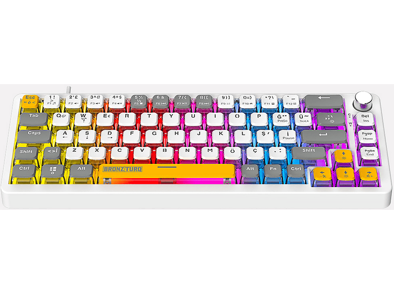 BRONZTURQ MK1148 RGB Mekanik Kablolu Oyuncu Klavyesi Beyaz