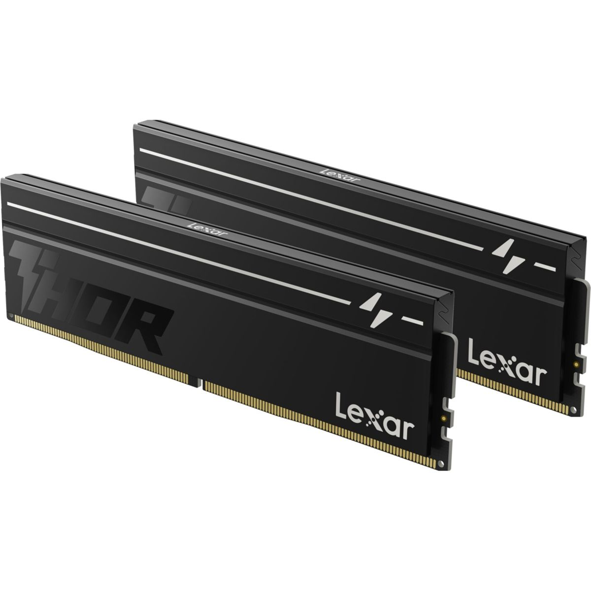 Due moduli RAM Lexar Thor neri con dissipatori e loghi su sfondo bianco.
