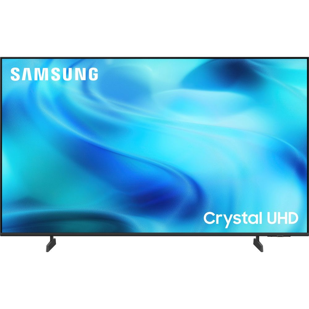 Un televisore Samsung Crystal UHD che mostra uno schermo blu.