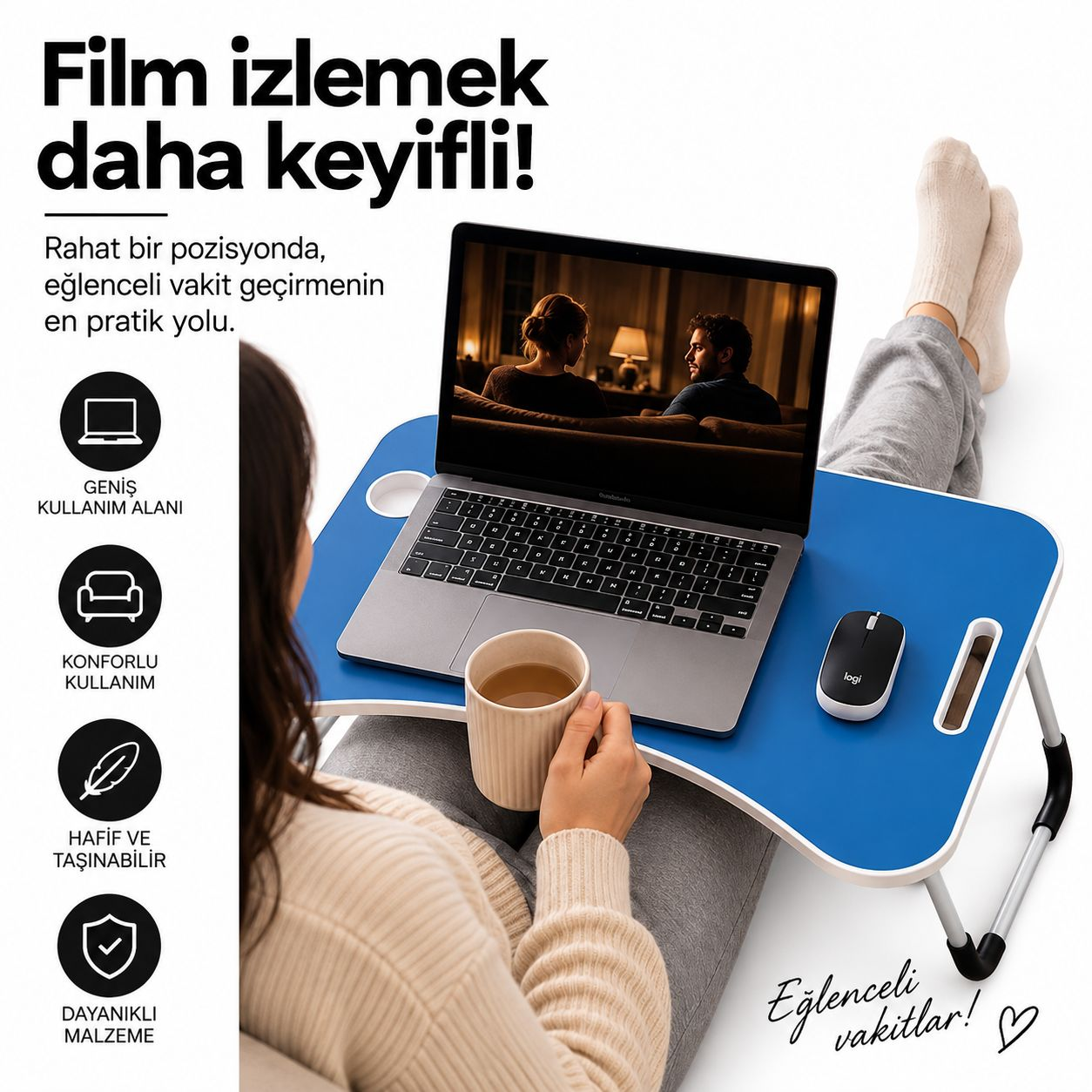 MUITOMAS Katlanabilir Bardaklıklı Laptop Sehpası