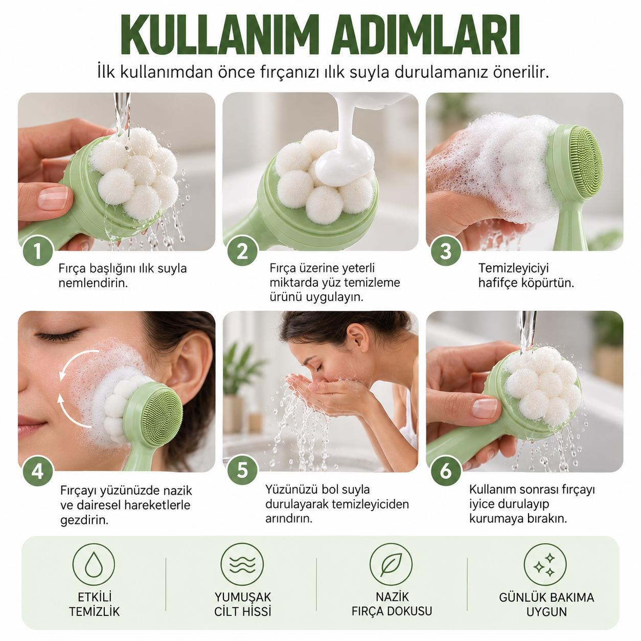 MUITOMAS Yeşil Yüz Temizleme Fırçası Yeşil