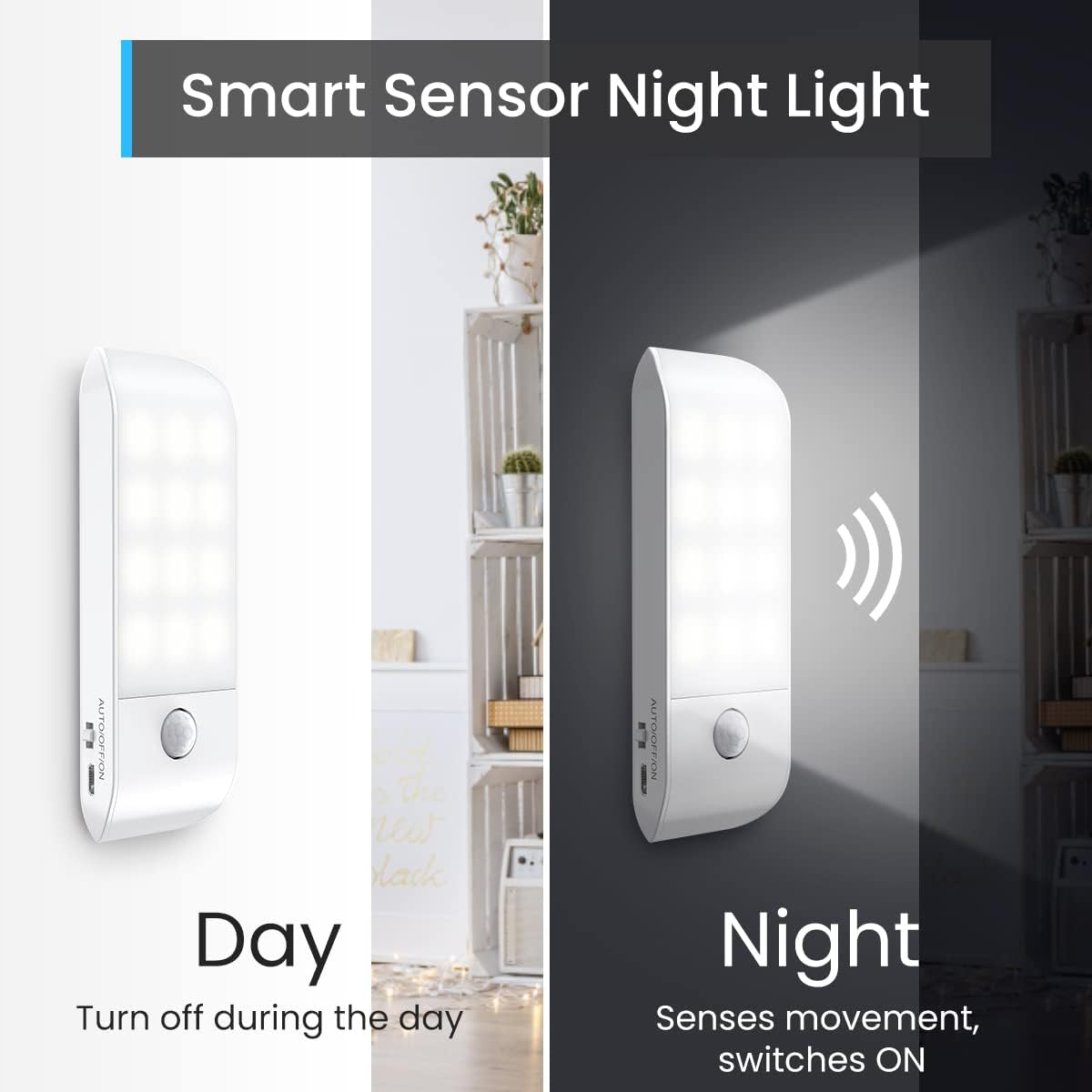Intelligentes Sensor-Nachtlicht, das tagsüber ausgeschaltet bleibt und bei nächtlicher Bewegung aufleuchtet.