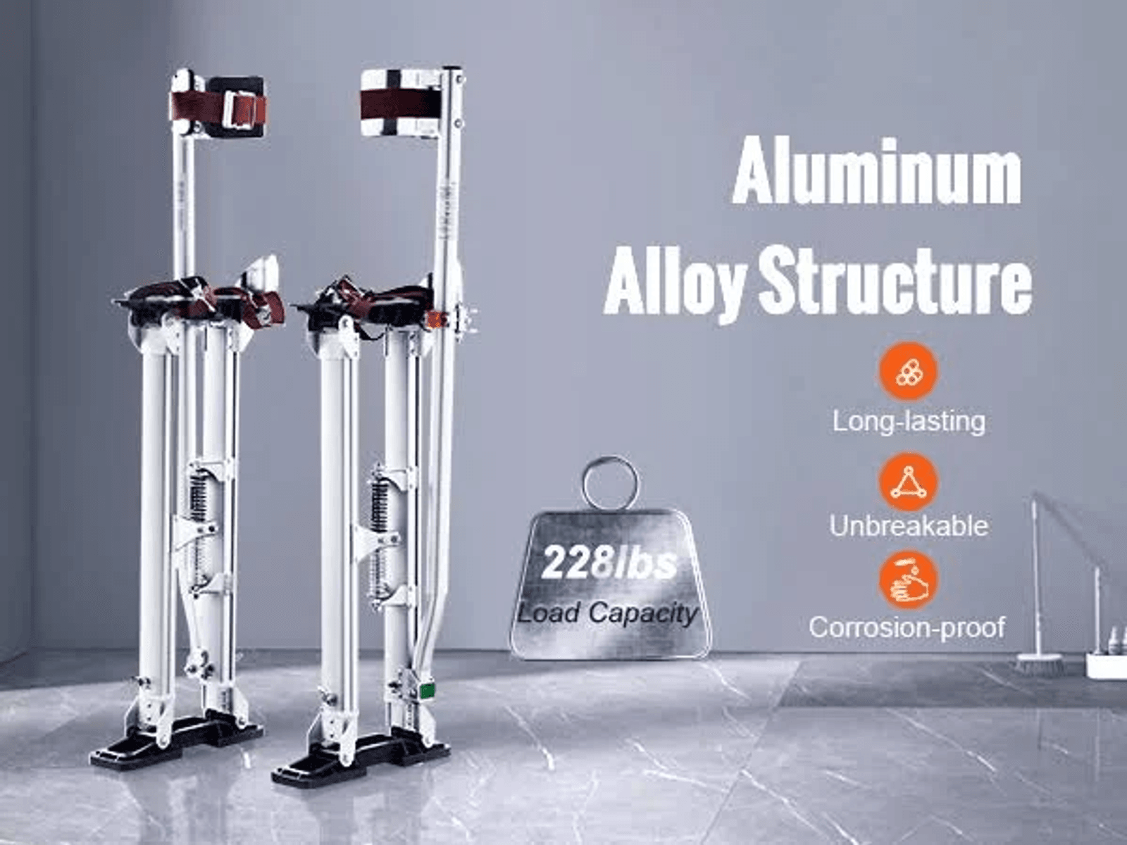 Zancos de aleación de aluminio con 228 lbs de capacidad, duraderos, irrompibles y anticorrosivos.