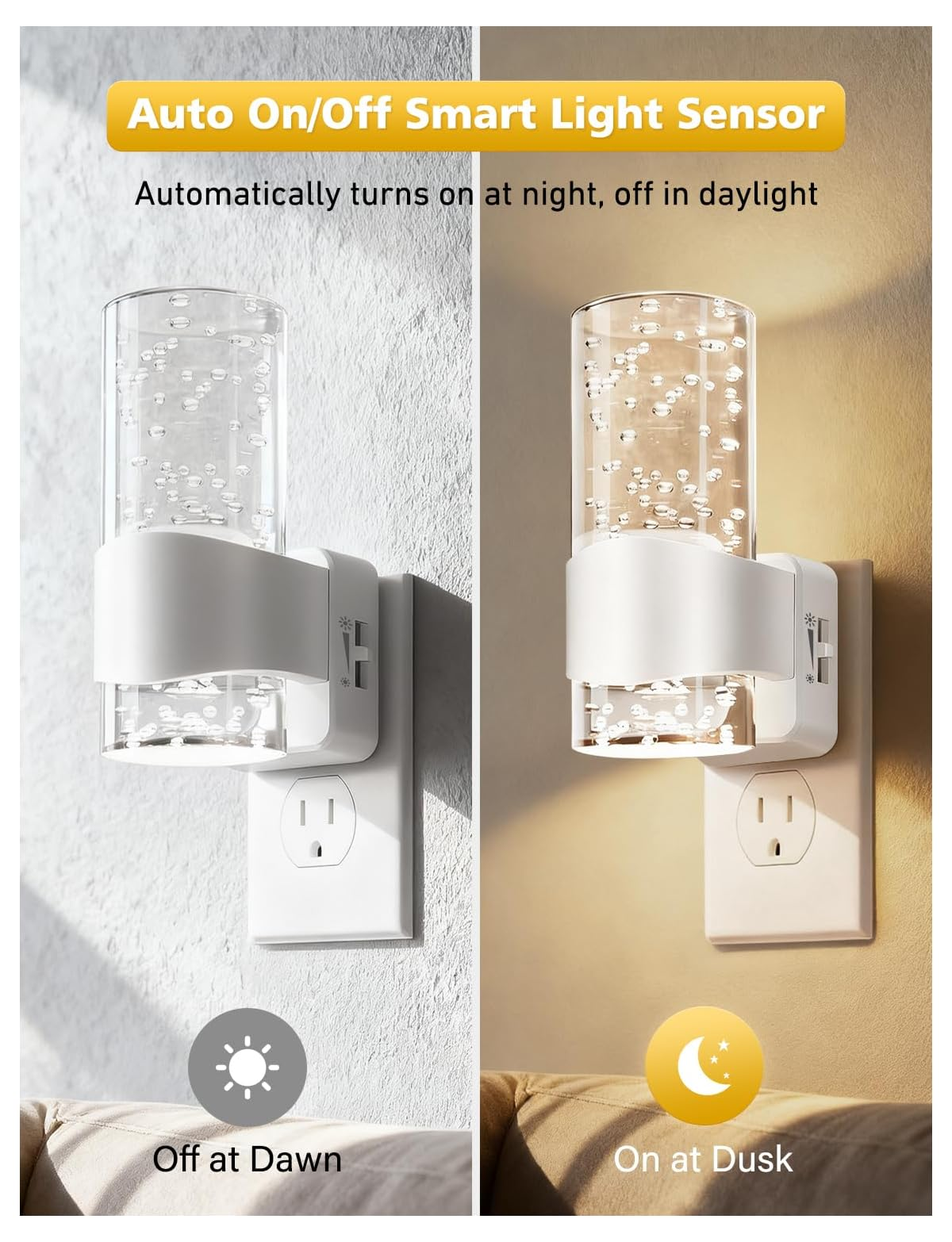 Intelligentes Licht mit Sensor, schaltet sich nachts automatisch ein und bei Tageslicht aus.