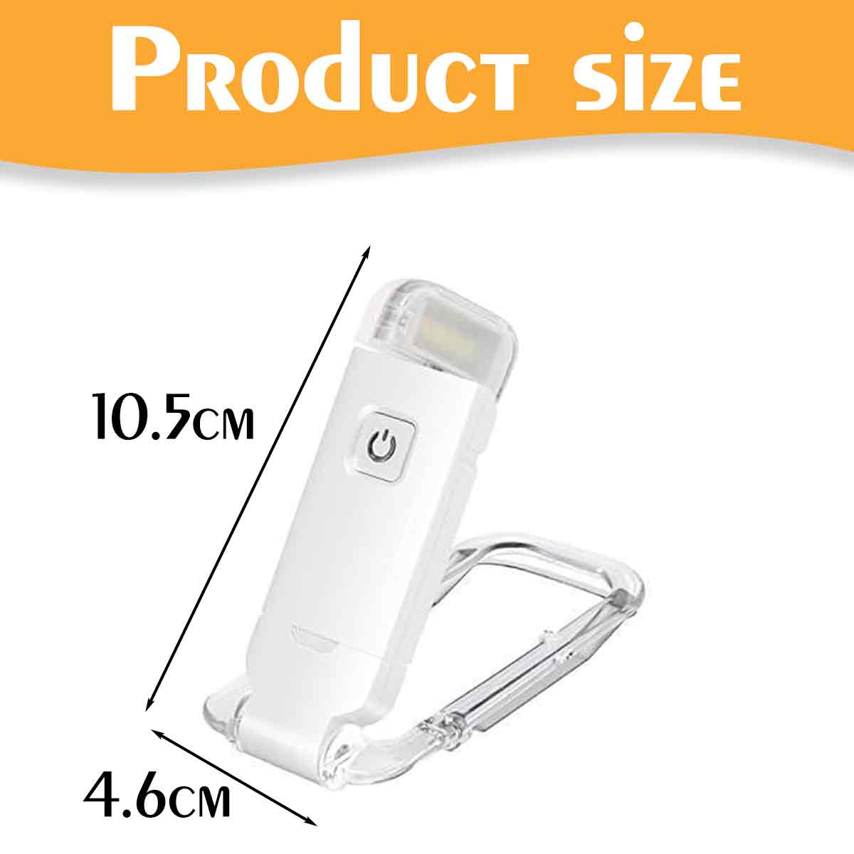 Produktgröße des weißen LED-Lichts: 10.5cm mal 4.6cm.