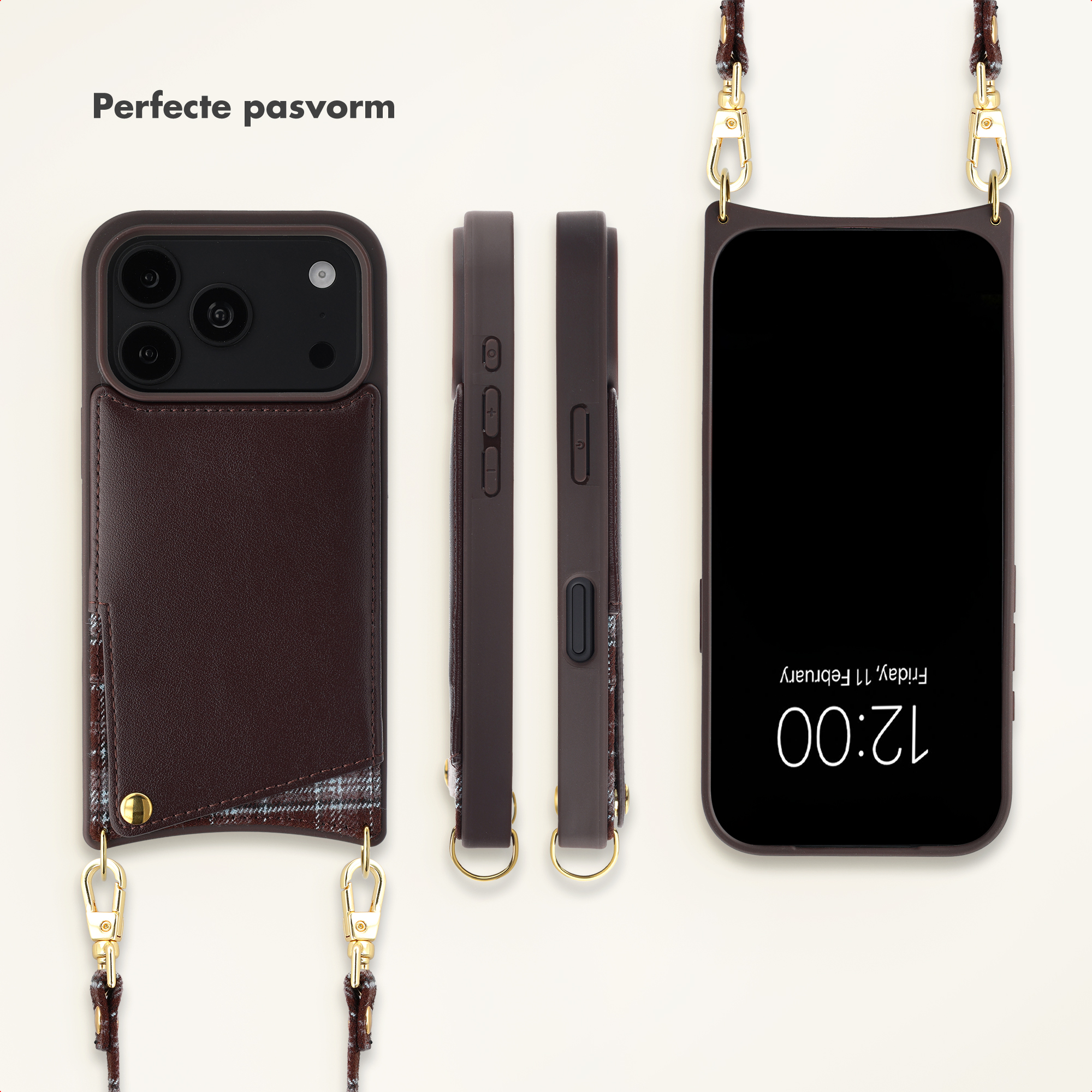 SELENCIA Nova Backcover met koord en pashouder, Backcover, Apple, iPhone 17 Pro Max/ iPhone 18 Pro Max, Bunt