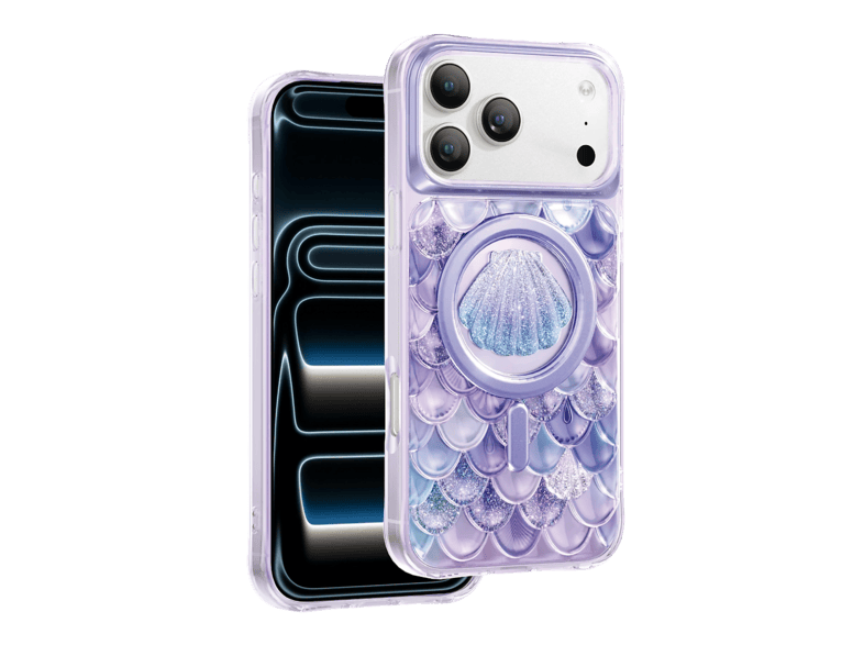 KEEPHONE Apple iPhone 18 Pro Uyumlu Iceland Simli Magsafe Kapak Telefon Kılıfı Mor