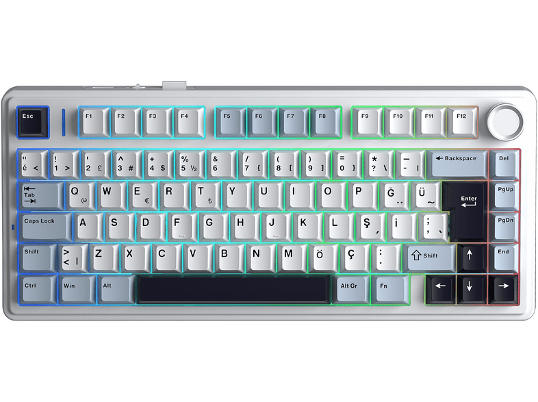 AULA F75 Mekanik RGB TKL GrayWood V4 Switch Makrolu Hot Swap Türkçe Q Kablosuz Klavye Lavicert