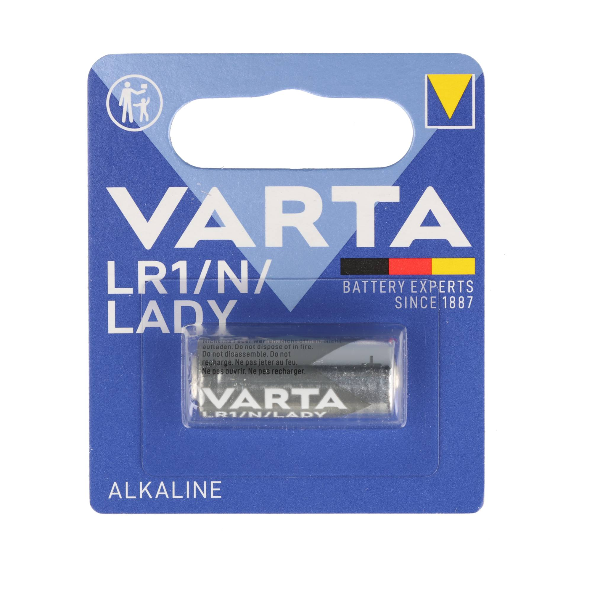 Blaue VARTA LR1/N Alkaline-Batterieverpackung mit einzelner Batterie.