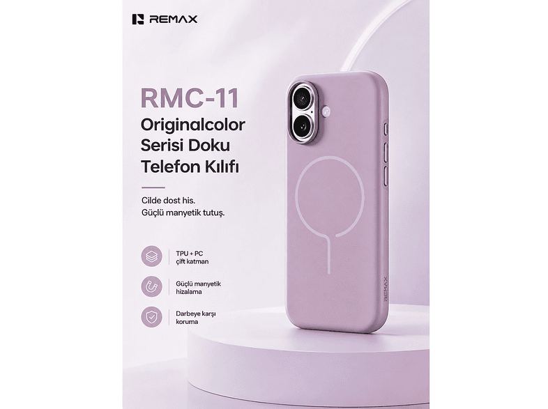REMAX Originalcolor Apple iPhone 17 Magsafe Uyumlu Metal Tuşlu Premium RMC-11 Telefon Kılıfı Mor