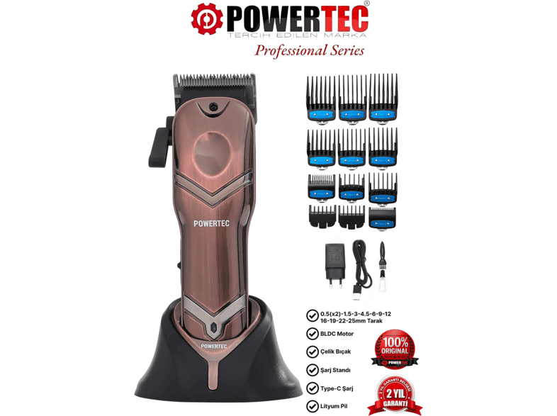 POWERTEC TR-4900 Saç Tıraş Makinesi Kahverengi