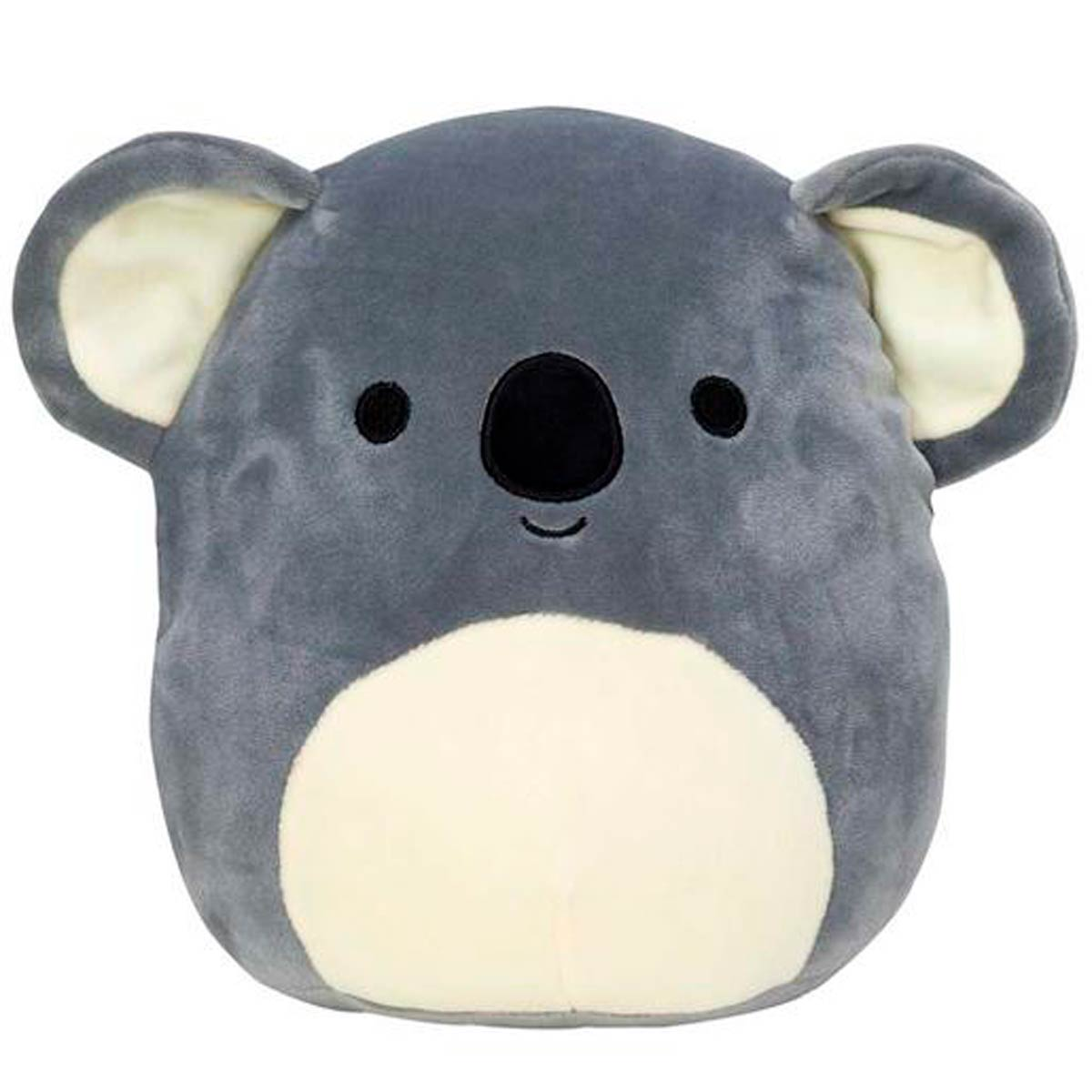 Un peluche de koala gris con vientre blanco, orejas grandes y redondas y una carita sonriente.