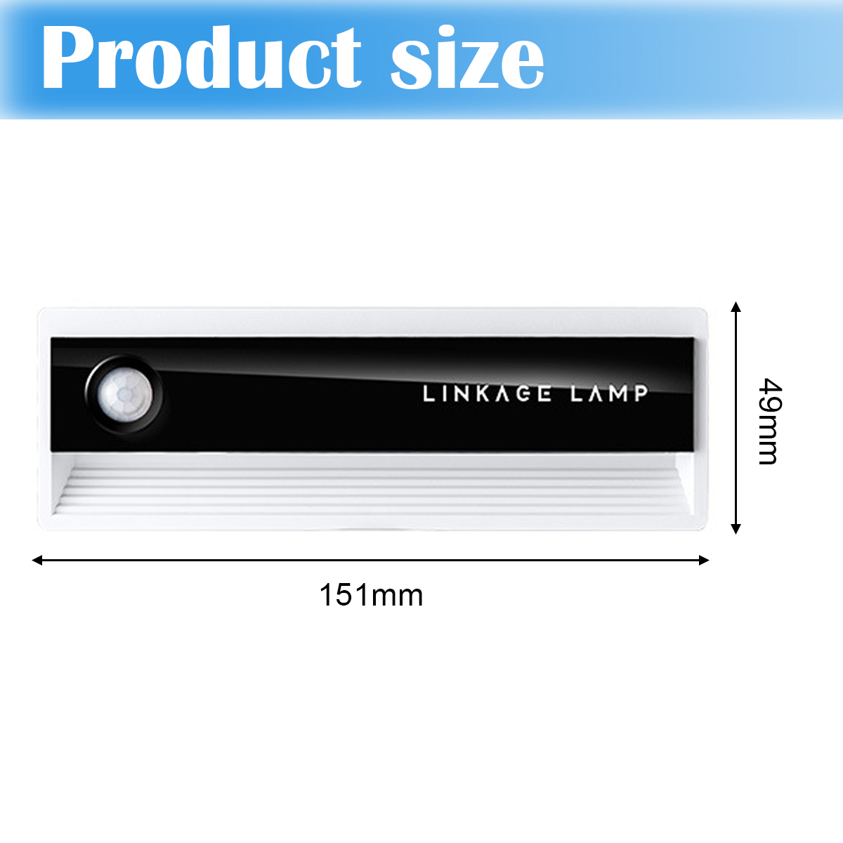 Produktgröße des Linkage Lamp: 151mm breit und 49mm hoch.