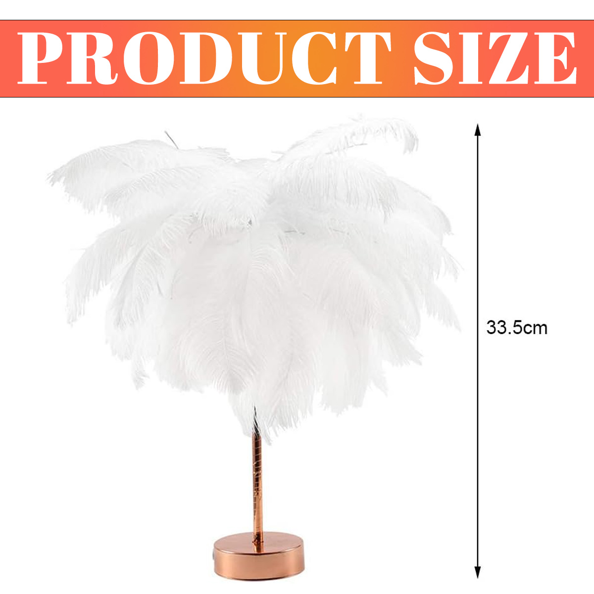 Produktgröße: Eine weiße Federlampe auf einem goldenen Sockel, 33,5 cm hoch.