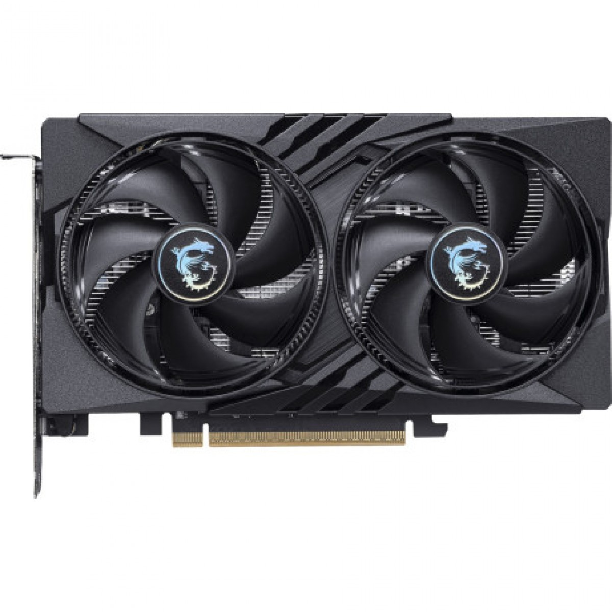 İki soğutma fanlı ve gör ünür soğutucu petekli siyah MSI grafik kartı.