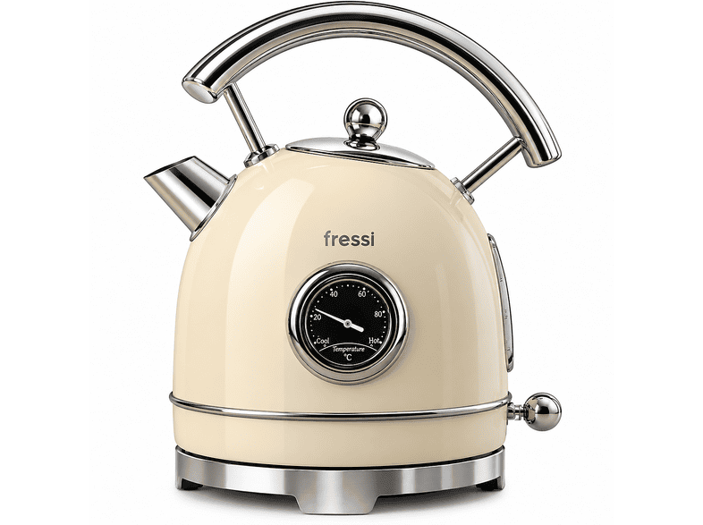 FRESSI FR-KT06 Magnoli Isı Göstergeli Retro Su Isıtıcısı 1.8 l 1.8 l Kettle Krem