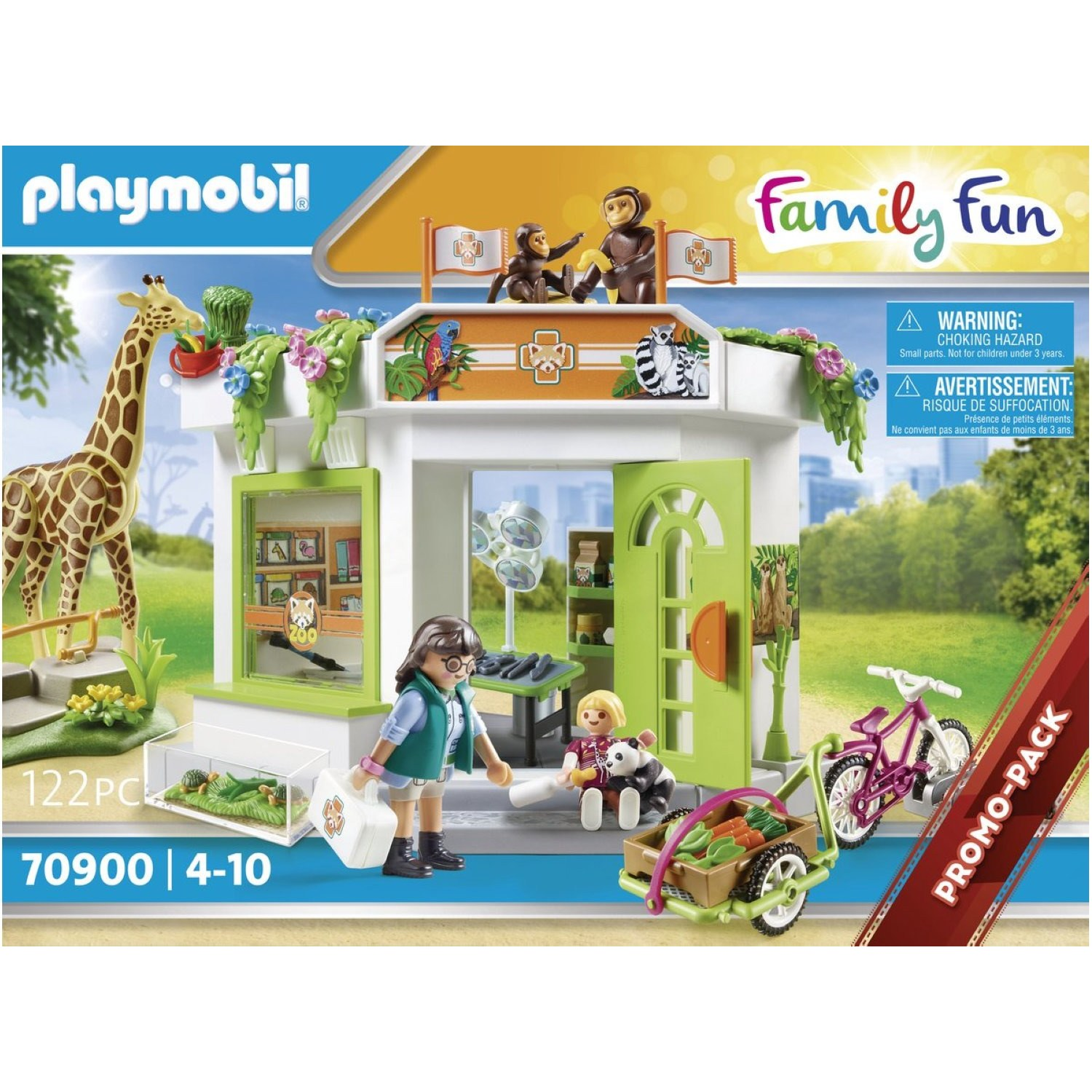 Set gioco veterinario dello zoo Playmobil con animali e accessori.