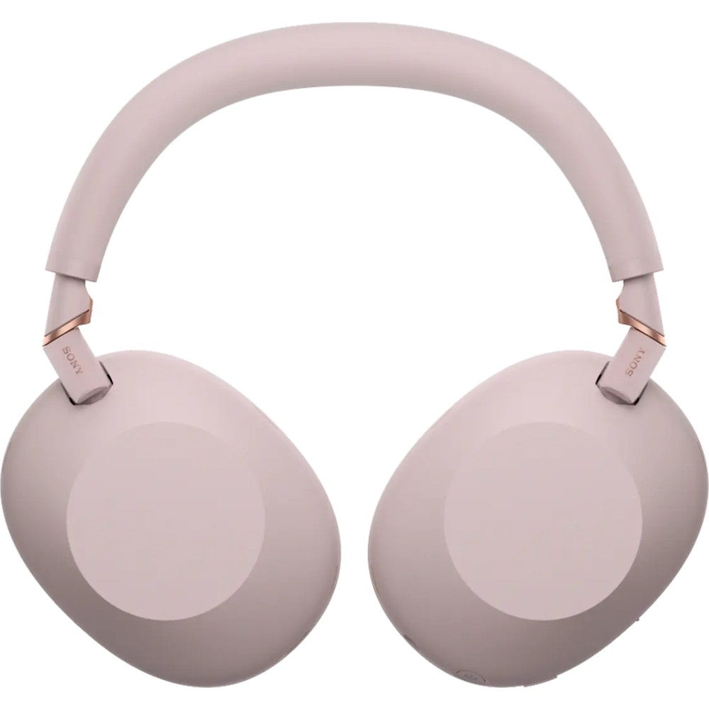 Cuffie wireless Sony rosa con padiglioni imbottiti su sfondo bianco.