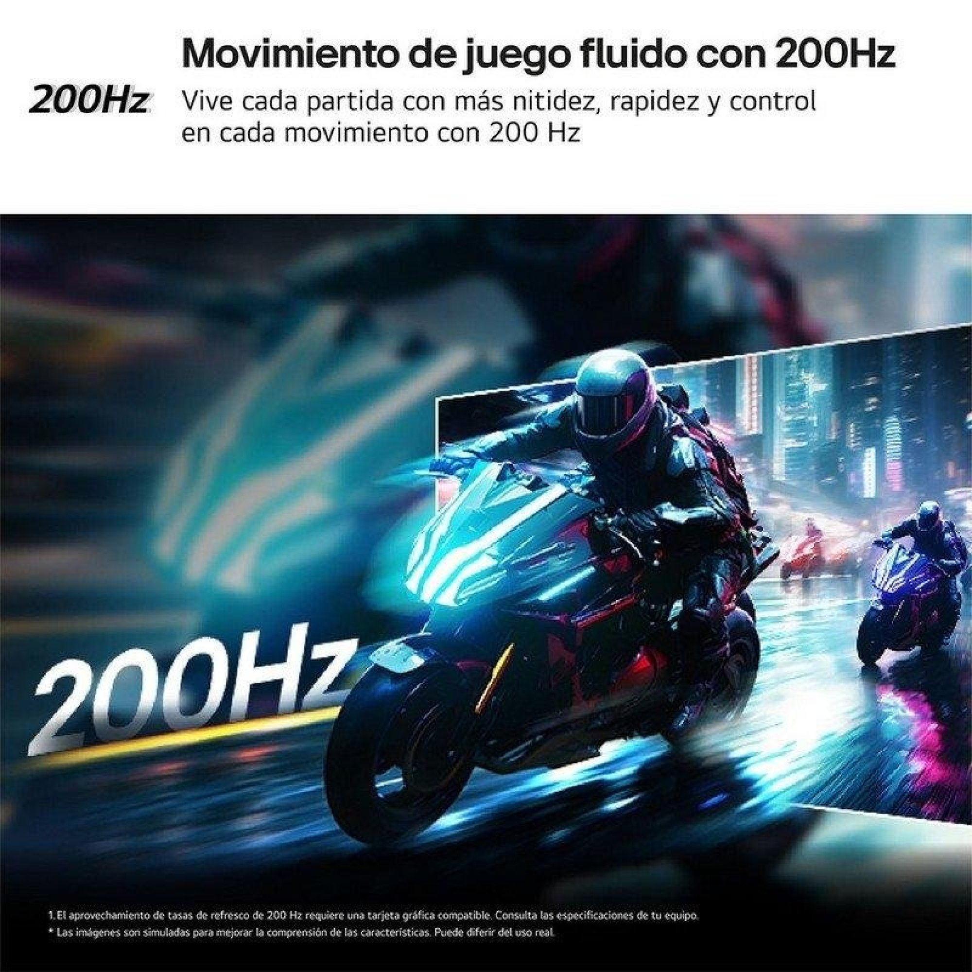 Dynamiczna scena wyścigów motocyklowych z tekstem 200Hz zapewniającym płynny ruch.