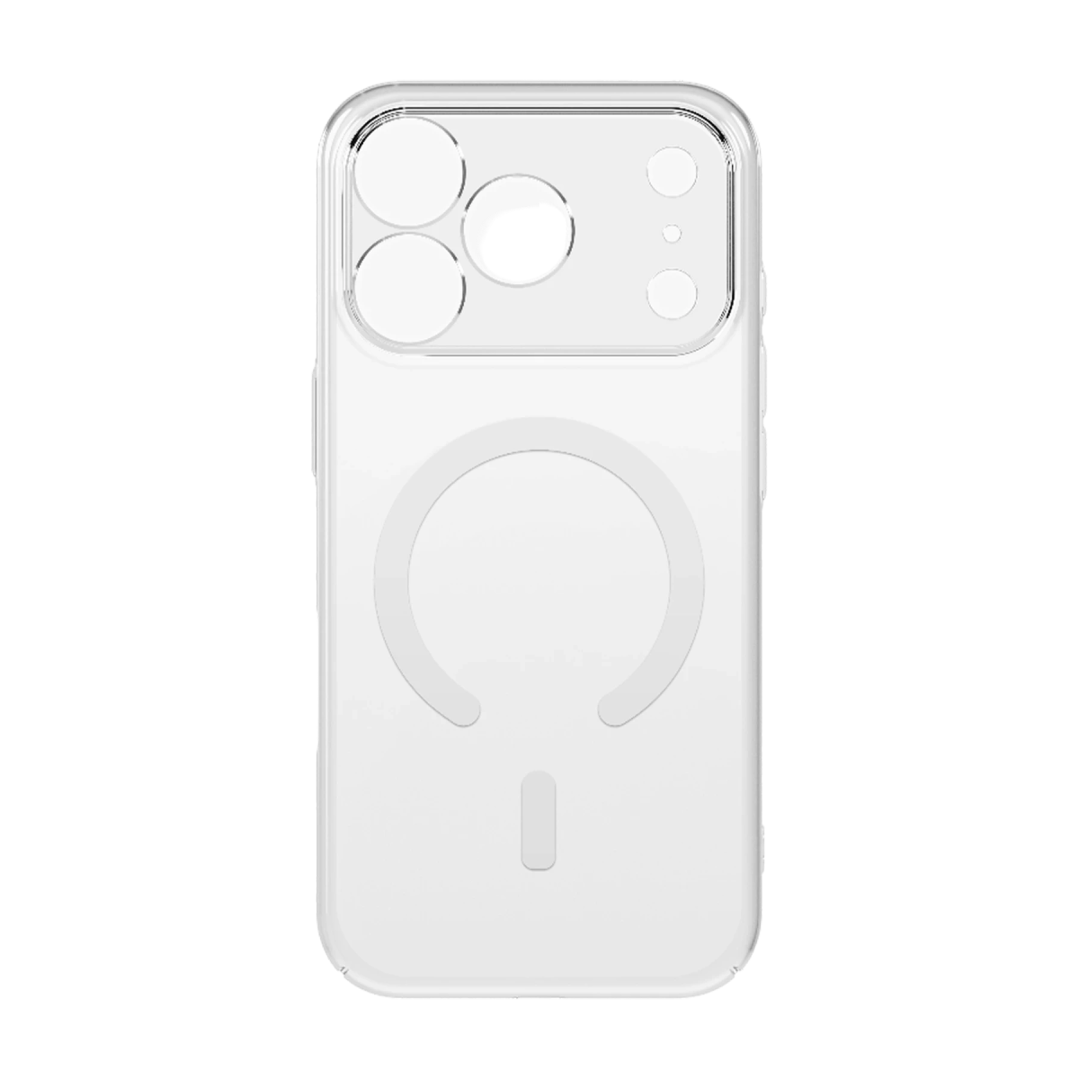 MagSafe halkalı ve kamera kesikli şeffaf telefon kılıfı.