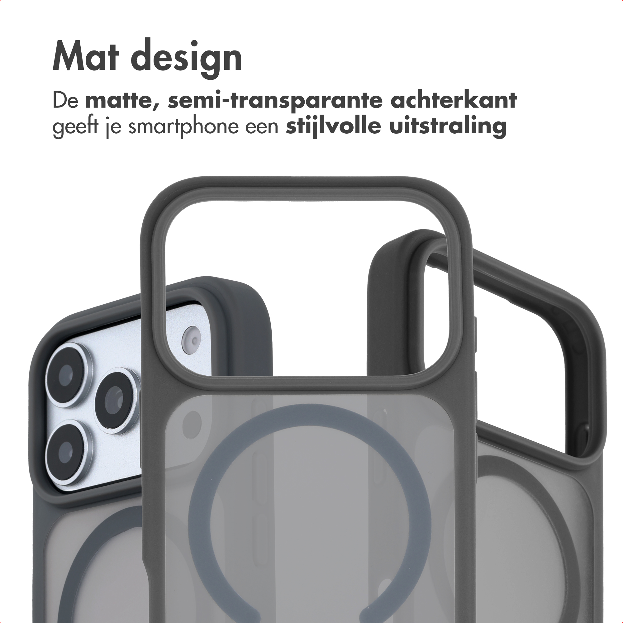Gros plan de coques de smartphone mates avec dos semi-transparent.