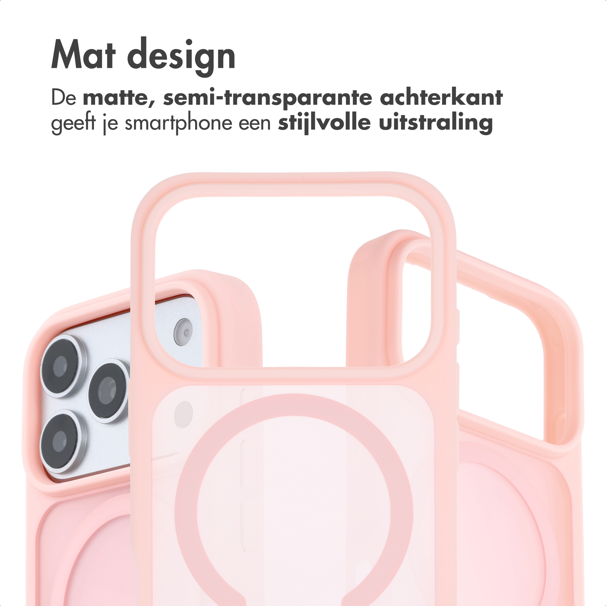 Coques de smartphone roses au design mat semi-transparent et motif circulaire.