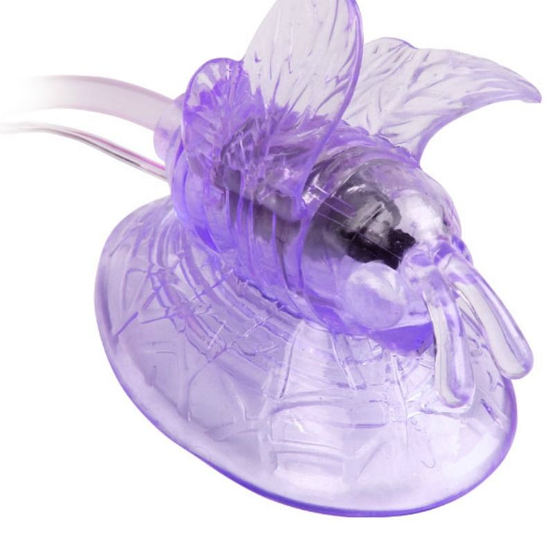 Lila transparente Biene als Deko-Licht auf einem Waben-Sockel.