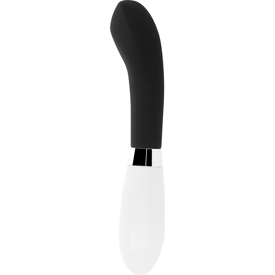 Un elegante dispositivo de estilo de vida con sección superior negra curvada y base blanca.