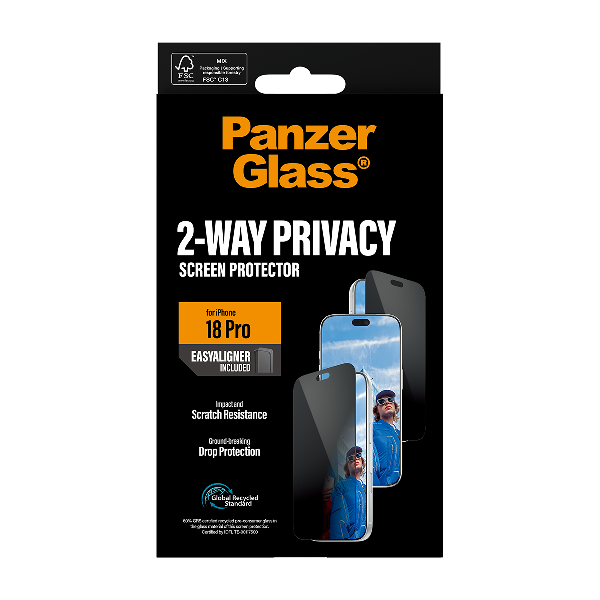 PELLICOLA PROTETTIVA PANZERGLASS 2-Way Privacy, per Apple iPhone 17 Pro, iPhone 18 Pro per iPhone 18 Pro