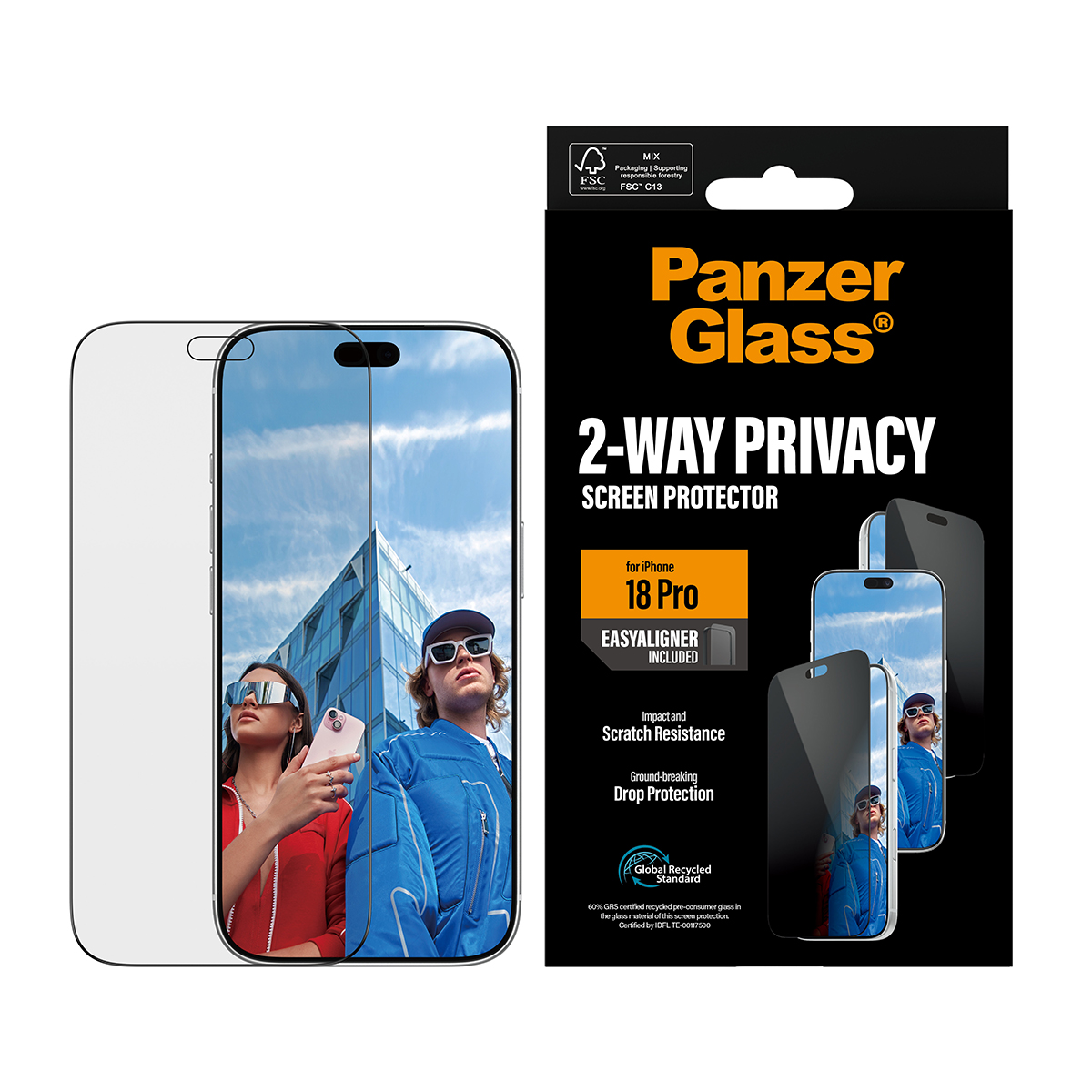PELLICOLA PROTETTIVA PANZERGLASS 2-Way Privacy, per Apple iPhone 17 Pro, iPhone 18 Pro per iPhone 18 Pro