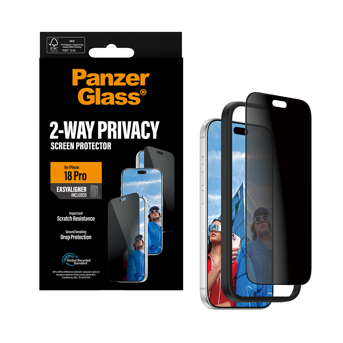 PELLICOLA PROTETTIVA PANZERGLASS 2-Way Privacy, per Apple iPhone 17 Pro, iPhone 18 Pro per iPhone 18 Pro