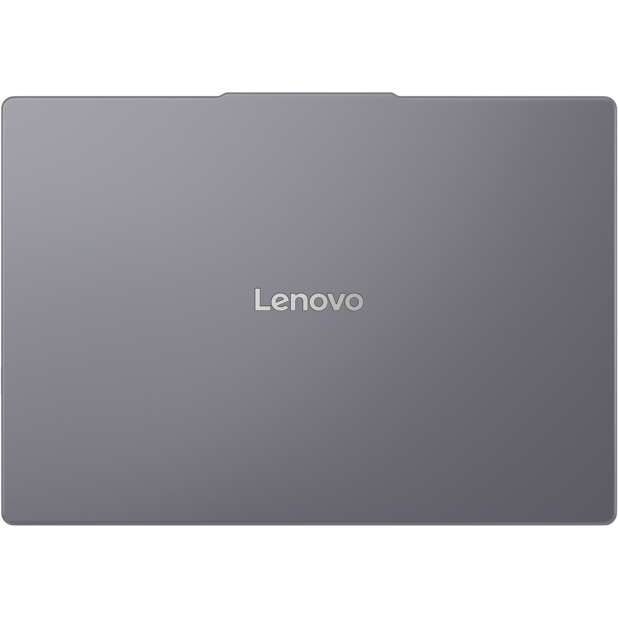 Ortasında Lenovo logosu bulunan kapalı gri dizüstü bilgisayar.