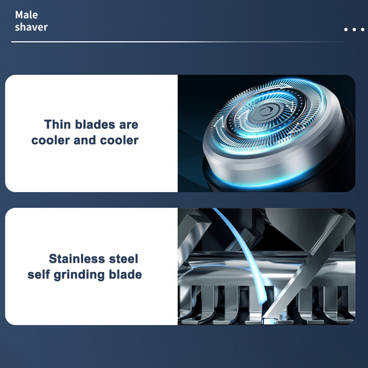 Eine Werbung für Rasierer mit dünnen und rostfreien, selbstschärfenden Klingen.