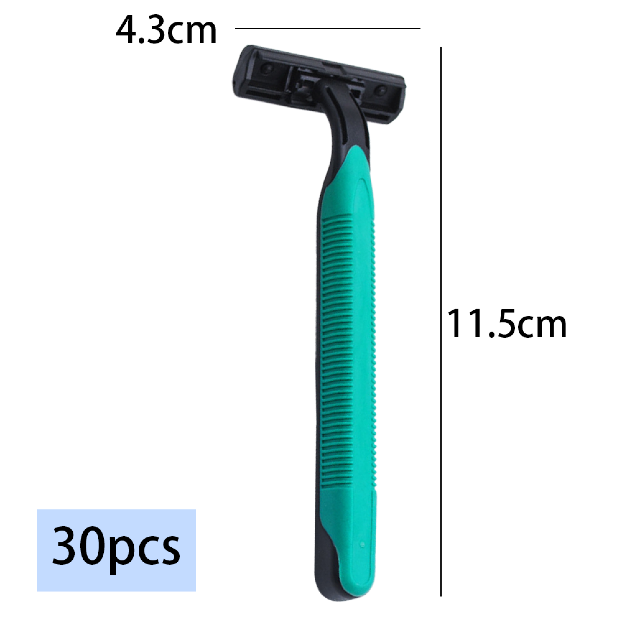 Einwegrasierer mit grünem Griff, 4.3 cm breit, 11.5 cm lang, 30 Stück.