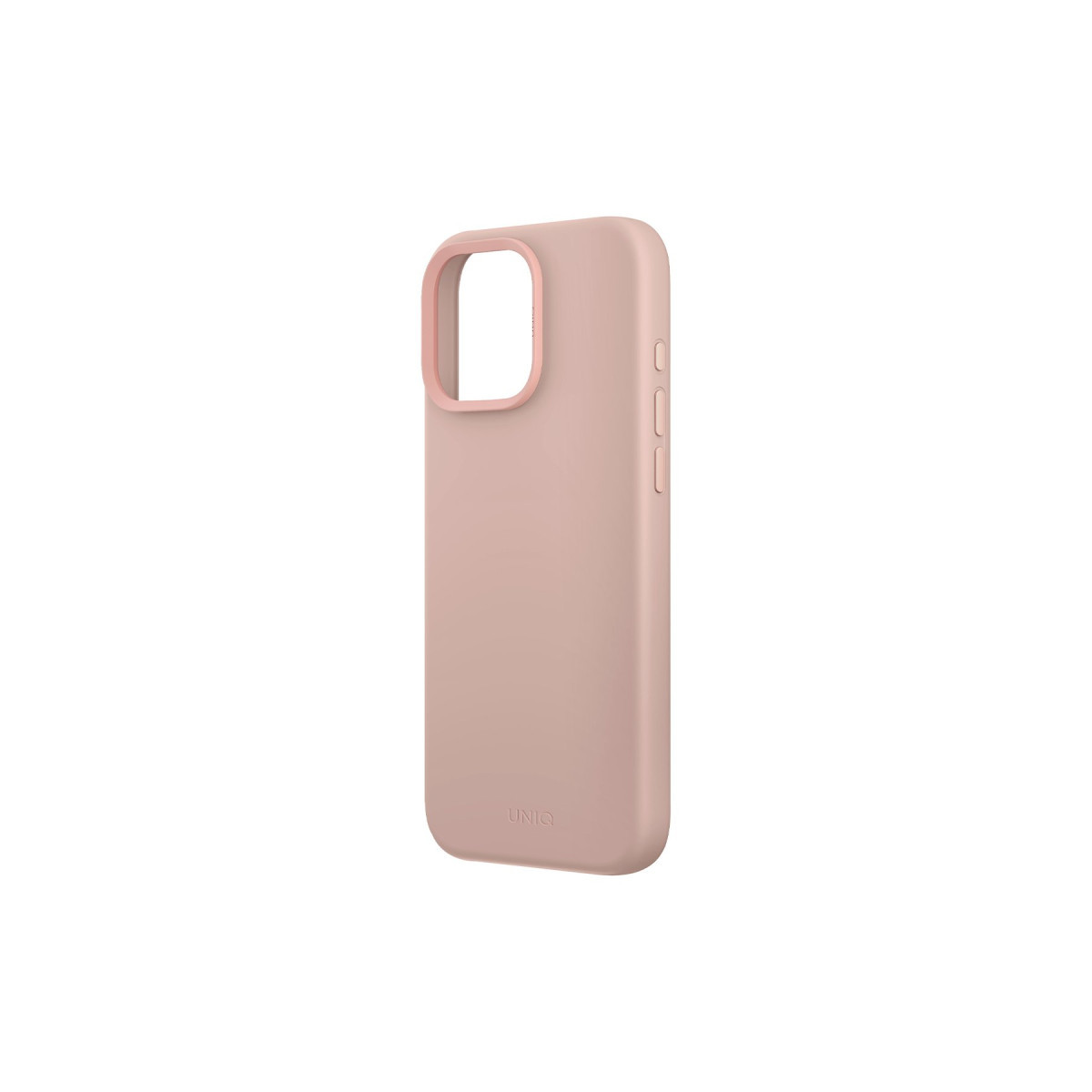 Beyaz arka planda kamera çıkıntılı mat pembe telefon kılıfı.