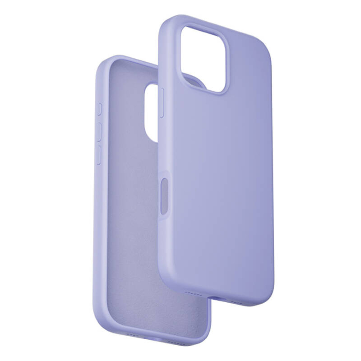 Due custodie per smartphone in silicone viola chiaro su sfondo bianco.