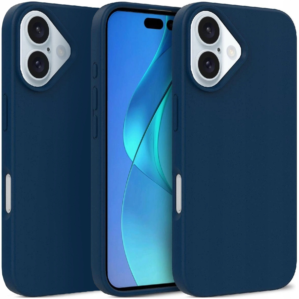 Tre cover per smartphone blu, una mostra lo schermo blu con un design geometrico.