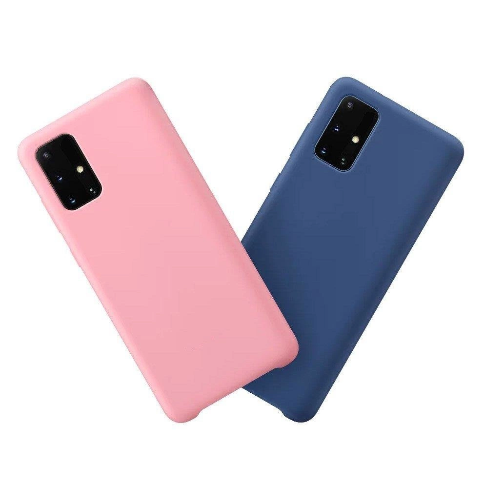 Due custodie per smartphone, una rosa e una blu scuro, su sfondo bianco.