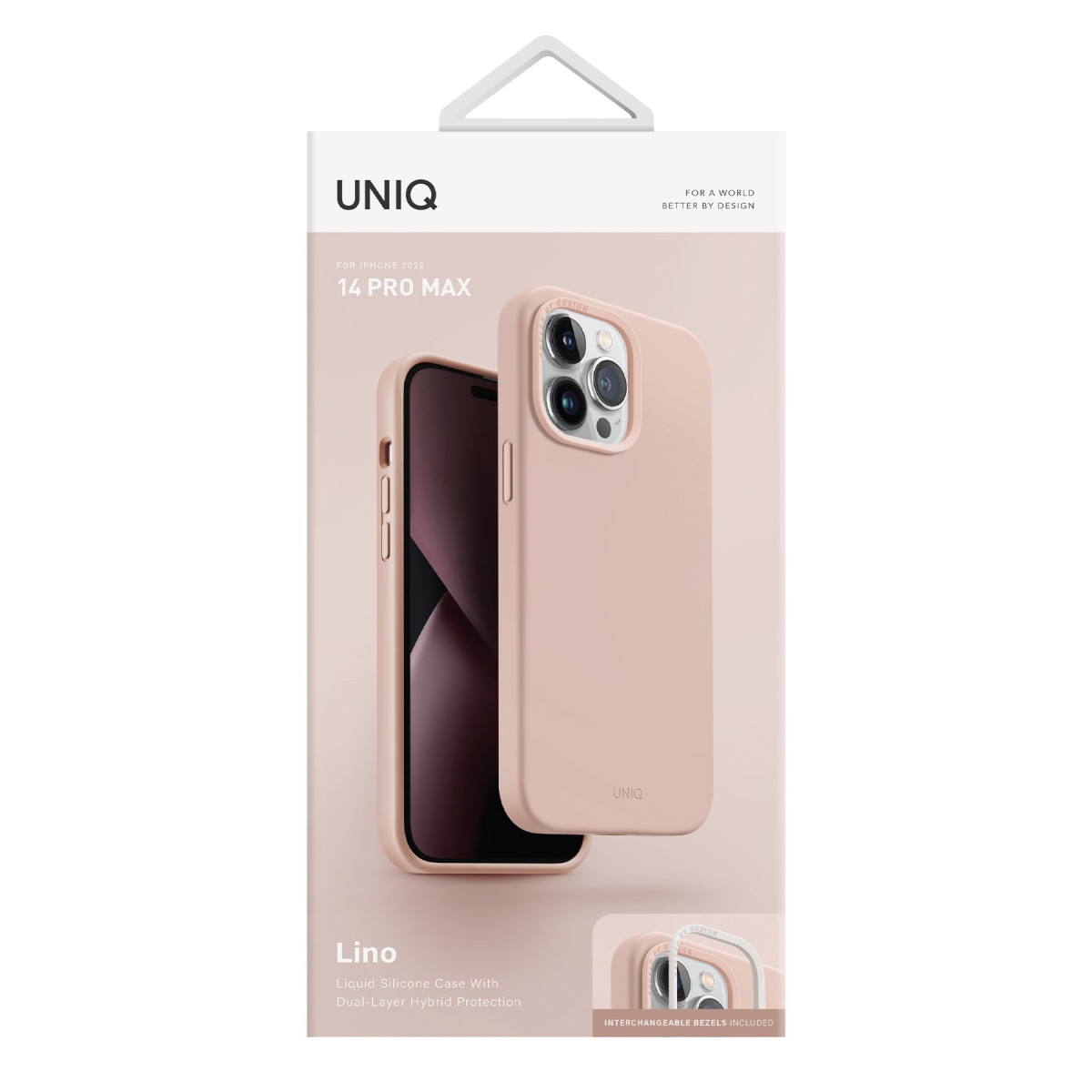 UNIQ iPhone 14 Pro Max Uyumlu Lino Silikon Kapak Telefon Kılıfı Pembe