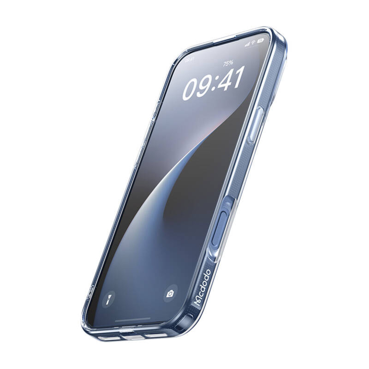 Uno smartphone in una custodia protettiva trasparente mostra l'ora 09:41.