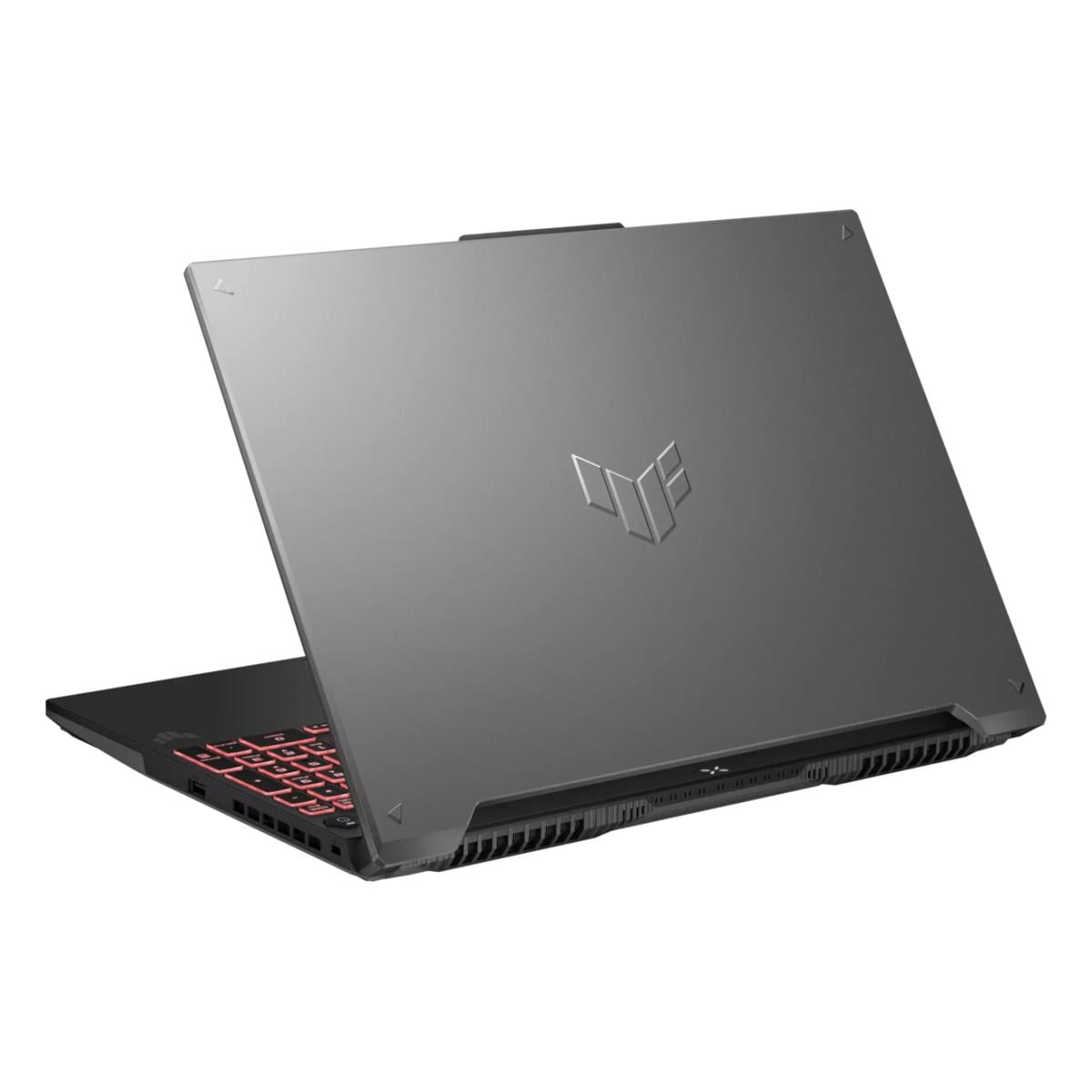 Ein grauer Laptop mit geschlossenem Bildschirm steht auf einer weißen Oberfläche.