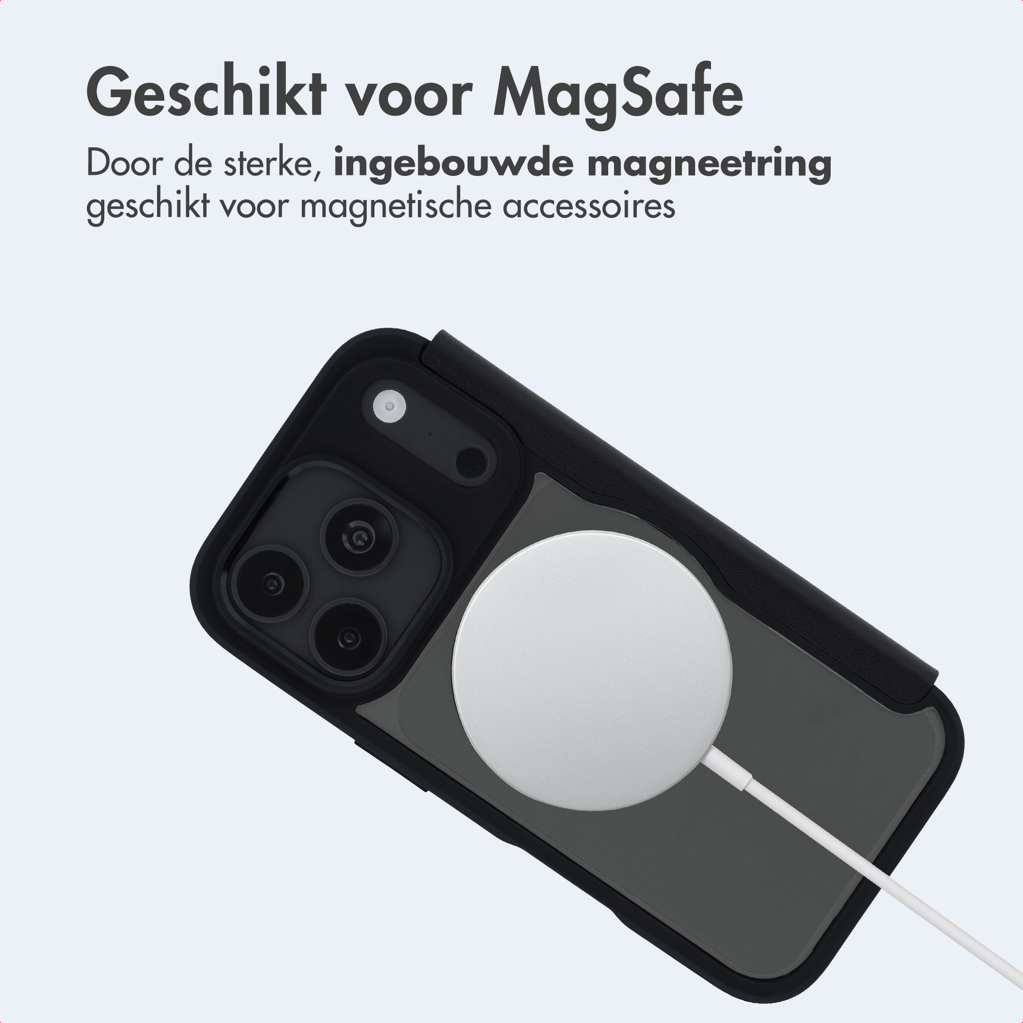 MagSafe-kompatible Handyhülle mit integriertem Ladegerät und Text.