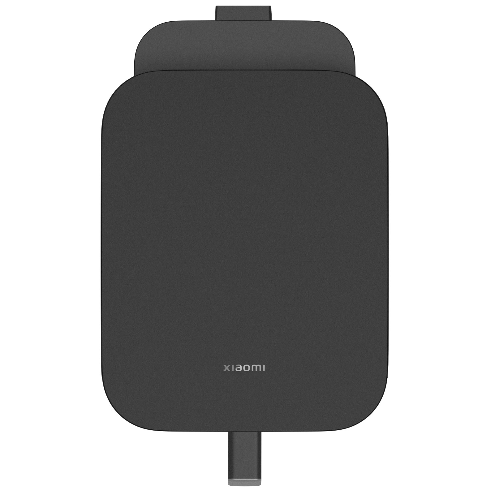 Czarny powerbank Xiaomi z złączem USB-C na neutralnym białym tle.
