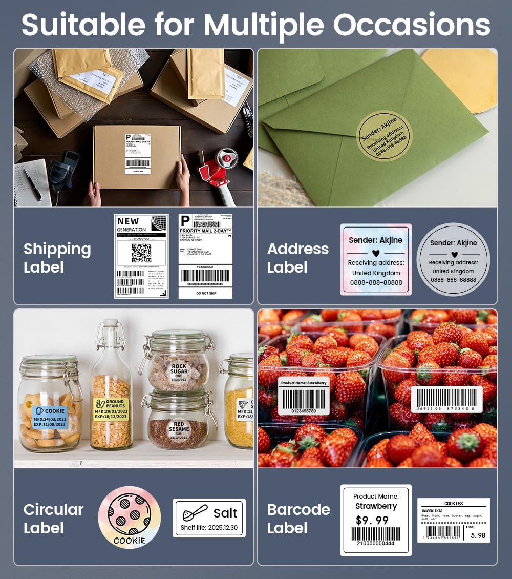 Collage de boîtes d'expédition, enveloppes vertes, bocaux avec étiquettes, fraises fraîches et étiquettes.