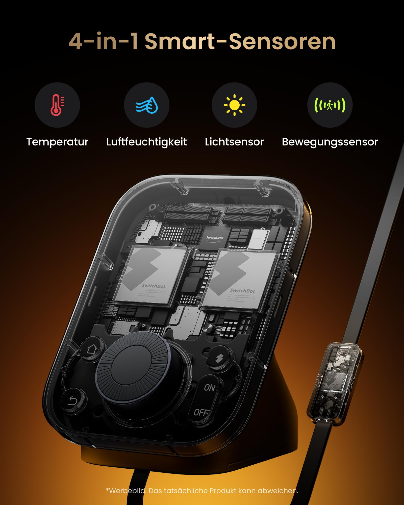 Capteur intelligent transparent avec quatre fonctions comme la température.